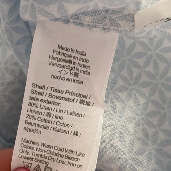 J.Crew Light Blue Geometric Button Down Short Sleeve Linen Slim Men’s Shirt M - Picture 10 of 10